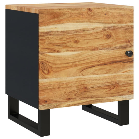 Mesita De Noche De Madera Maciza De Acacia 40x33x46 Cm_0