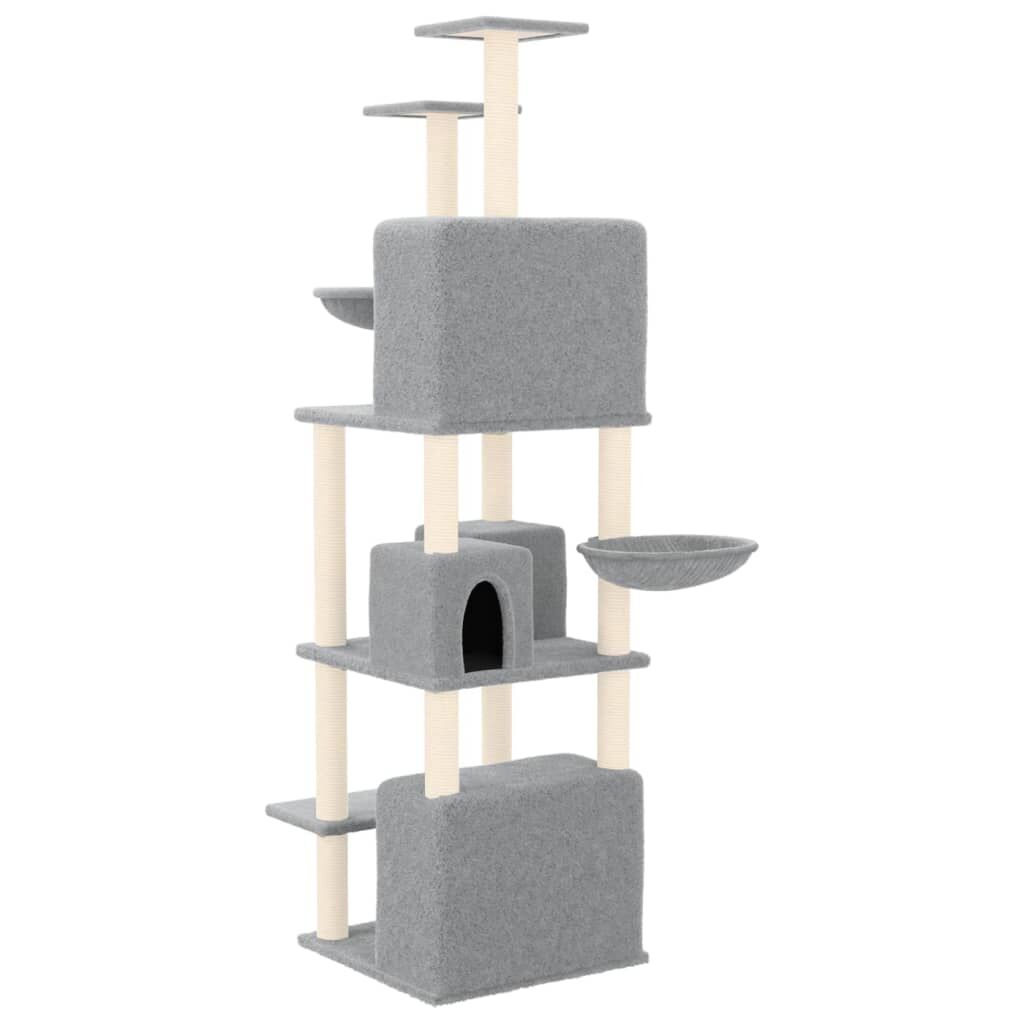 Vidaxl Rascador Para Gatos Con Postes De Sisal Gris Claro 180 Cm_4