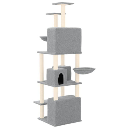 Vidaxl Rascador Para Gatos Con Postes De Sisal Gris Claro 180 Cm_4