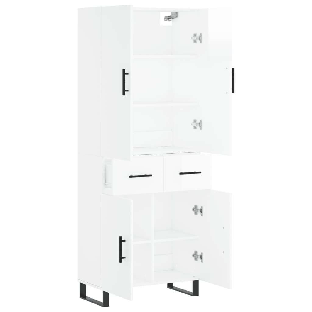 Aparador Alto Madera Contrachapada Blanco Brillo 69,5x34x180 Cm_3