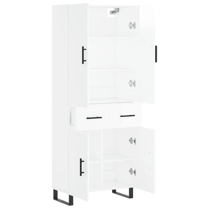Aparador Alto Madera Contrachapada Blanco Brillo 69,5x34x180 Cm_3