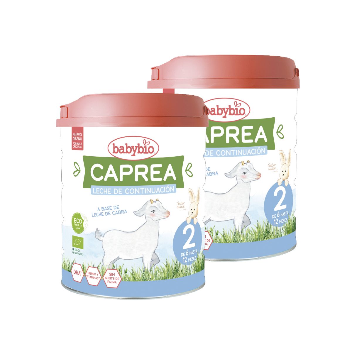 Pack 2x Leche de Cabra Caprea 2 (6 a 12 meses) Ecológica 800 g. Babybio