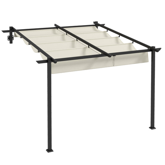 Pérgola Outsunny Poliéster, Acero Crema 297x297x230 Cm_0