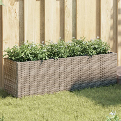 Jardineras Con 3 Maceteros 2 Uds Ratán Pe Gris 105x30x32 Cm_1