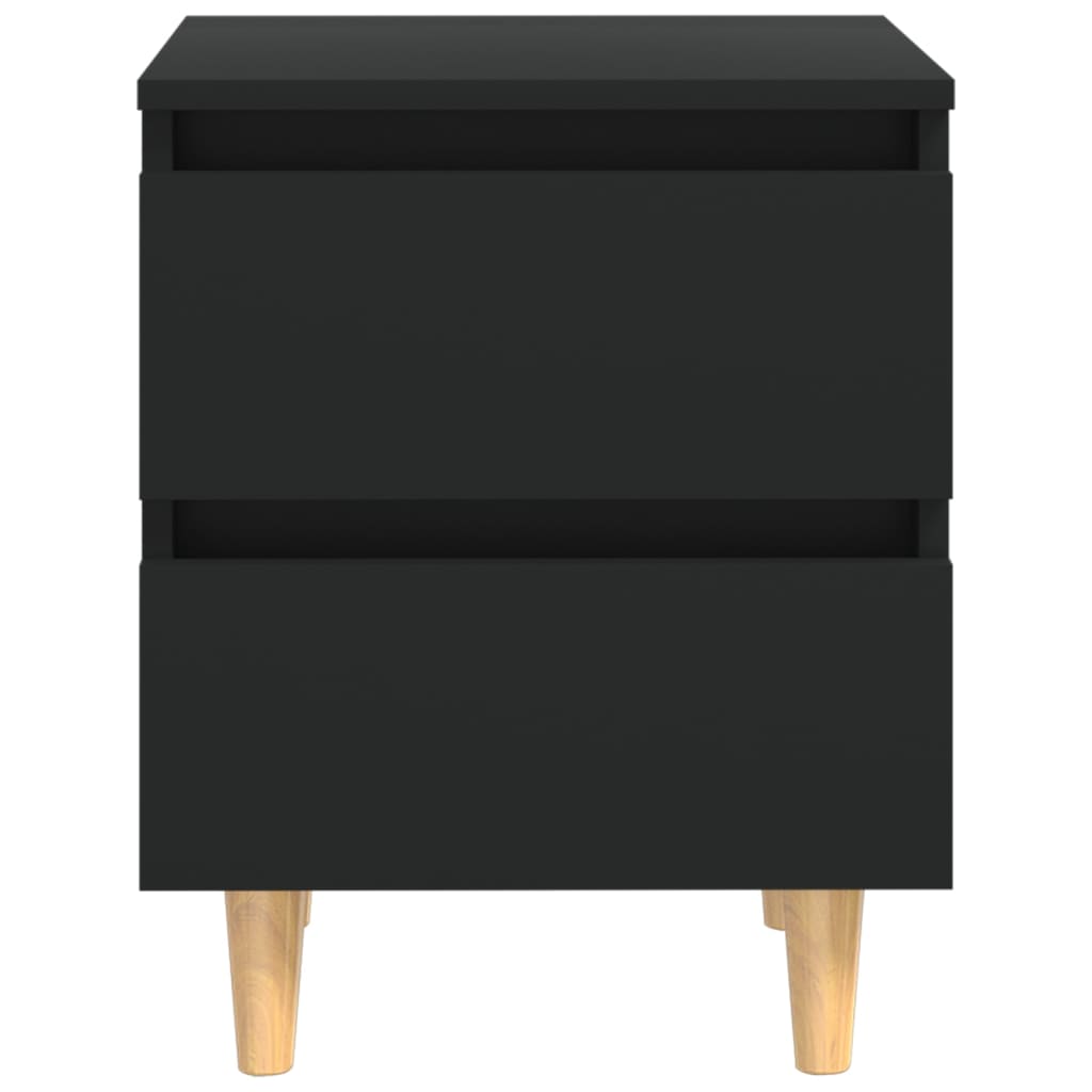 Mesitas De Noche 2 Uds Con Patas Madera Pino Negro 40x35x50 Cm_2
