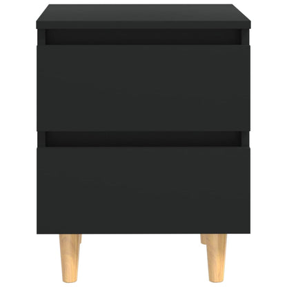 Mesitas De Noche 2 Uds Con Patas Madera Pino Negro 40x35x50 Cm_2