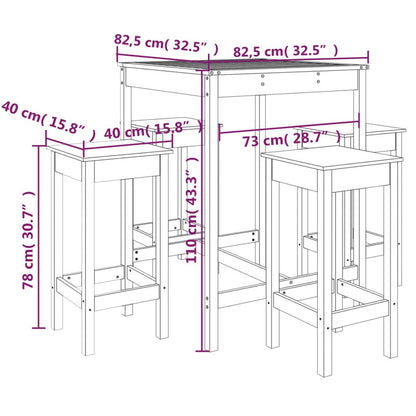 Vidaxl Mesa Y Taburetes Altos De Jardín 5 Pzas Madera Pino Marrón Miel_2