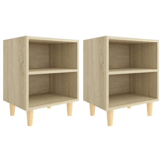 Mesitas De Noche 2 Uds Con Patas Madera Roble Sonoma 40x30x50cm_0