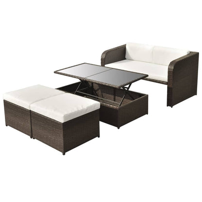 Vidaxl Set Muebles De Jardín 4 Piezas Y Cojines Ratán Sintético Marrón_0