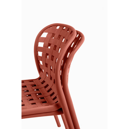 Lote De 4 Sillas Apilables De Polipropileno Terracota Calado Corfu - Muebles De Jardín - 46x56xh82cm_3