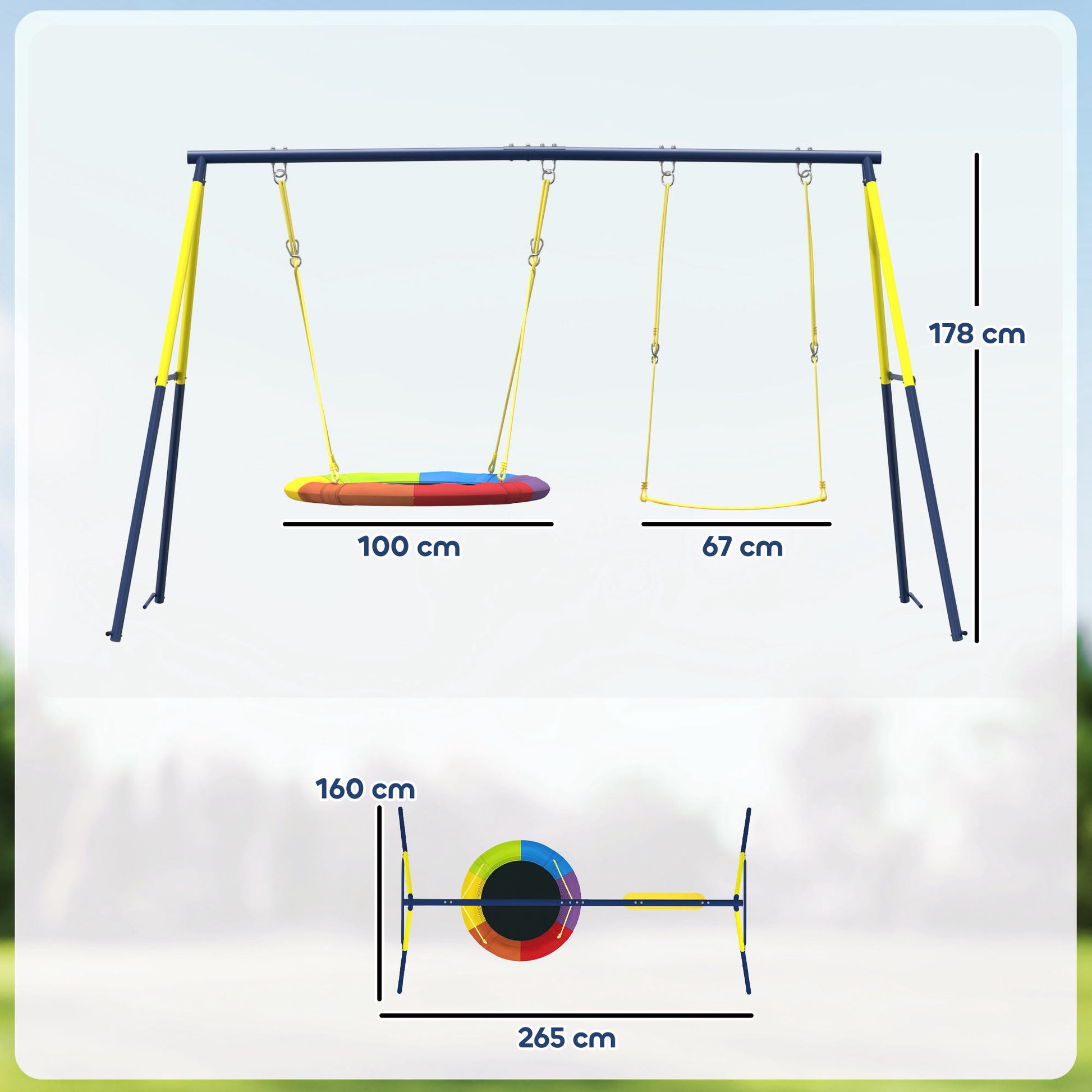 Aiyaplay Columpio Para Bebés Con 2 Columpios Cuerdas Ajustables Multicolor_2