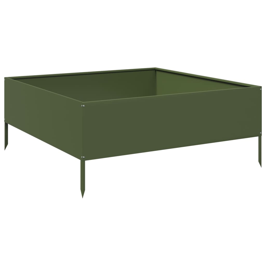 Arriate De Acero Verde Oliva 100x100x41 Cm_0