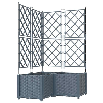 Vidaxl Maceta De Jardín Con Enrejado 3 Pcs Gris Claro 80 X 80 X 143 Cm_0