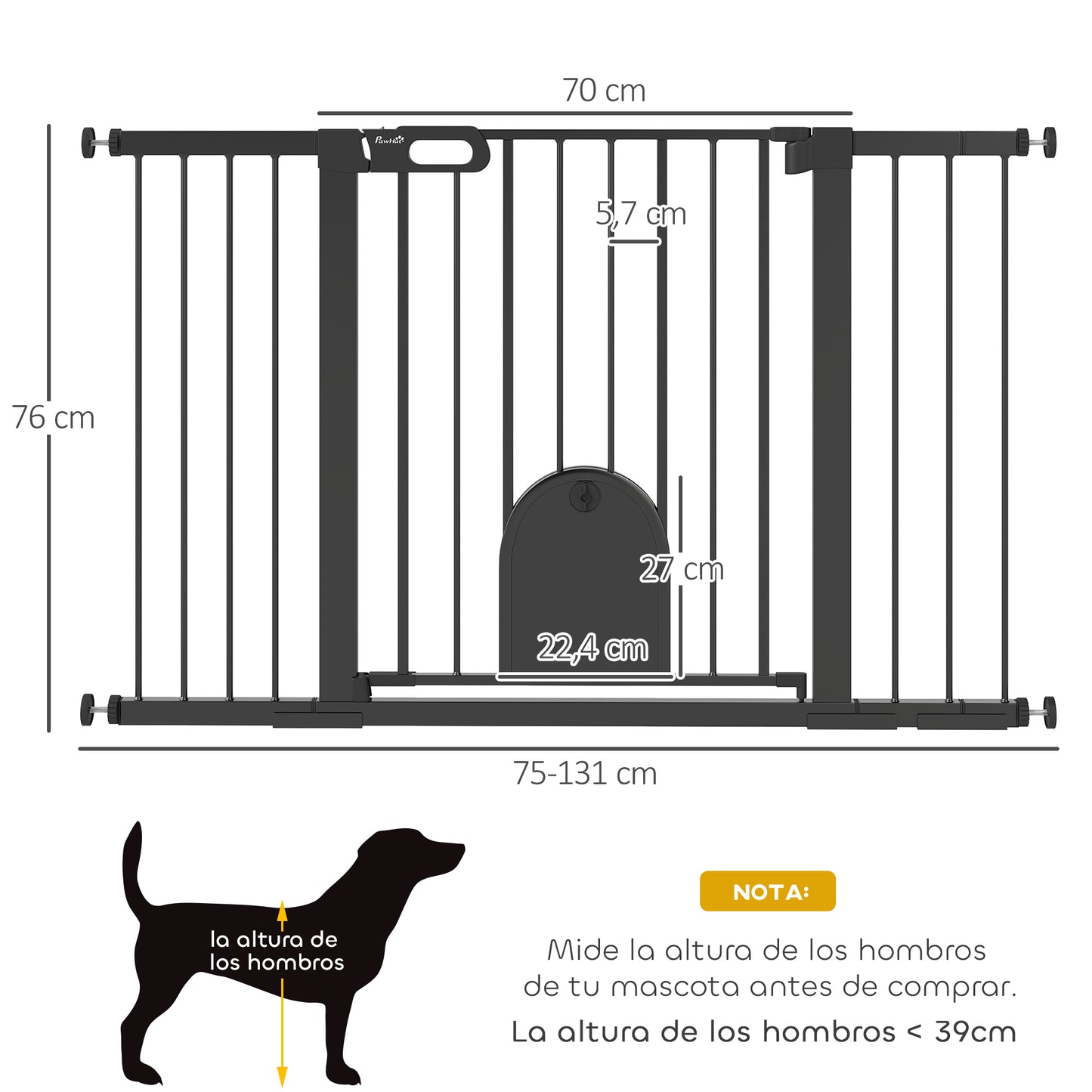 Pawhut Barrera De Seguridad Para Perros Extensible 75-131 Cm_2