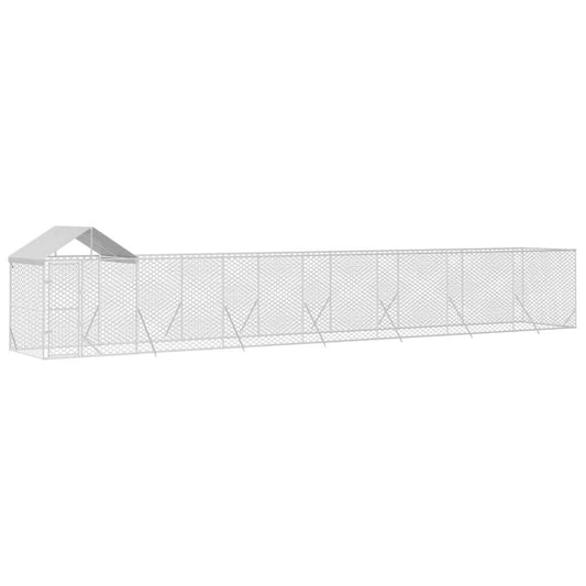 Vidaxl Perrera De Exterior Con Techo Acero Galvanizado Plata 14x2x2,5m_0