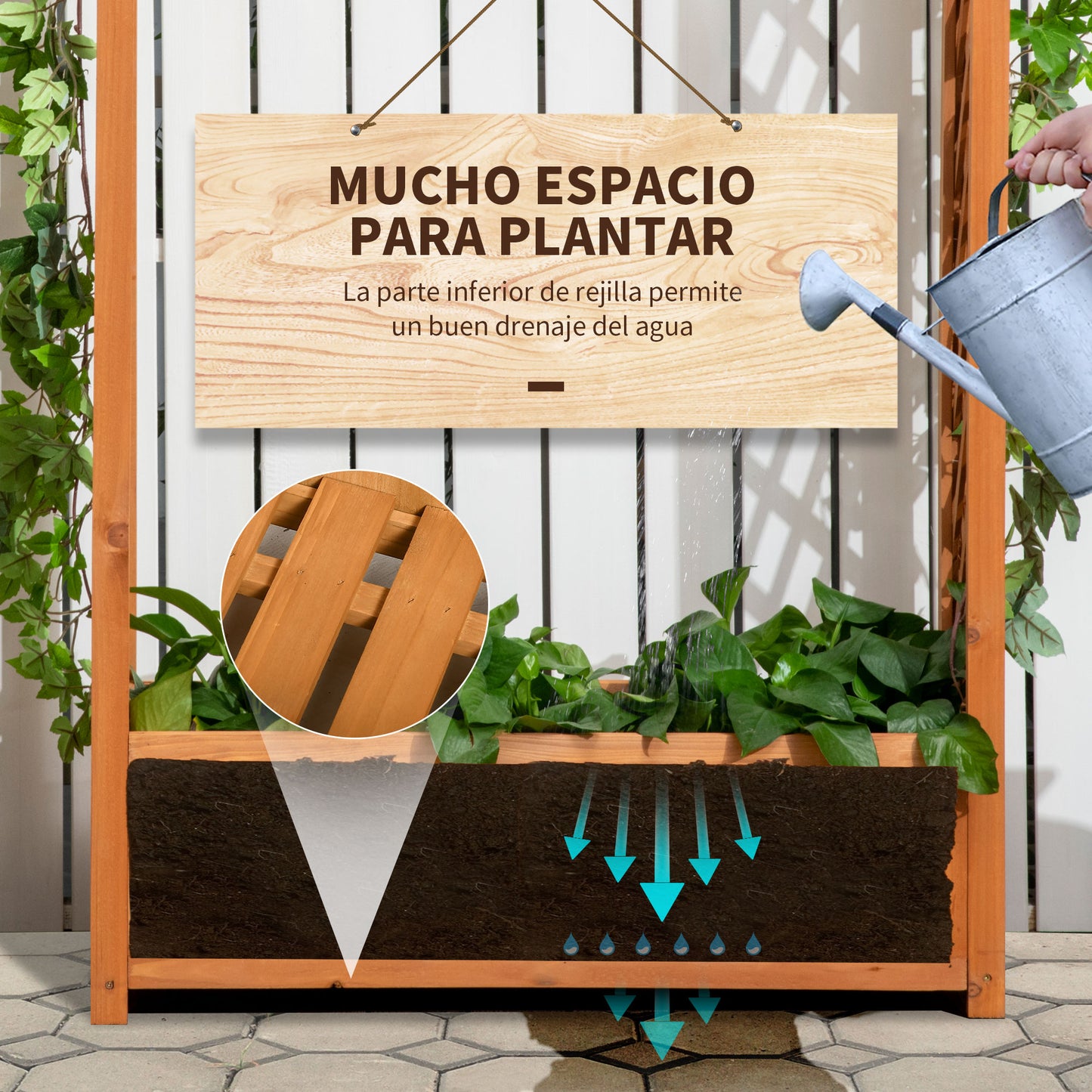 Outsunny Jardinera Enrejado Con Arco Para Trepadoras Cultivos Flores 83x36x152cm_4