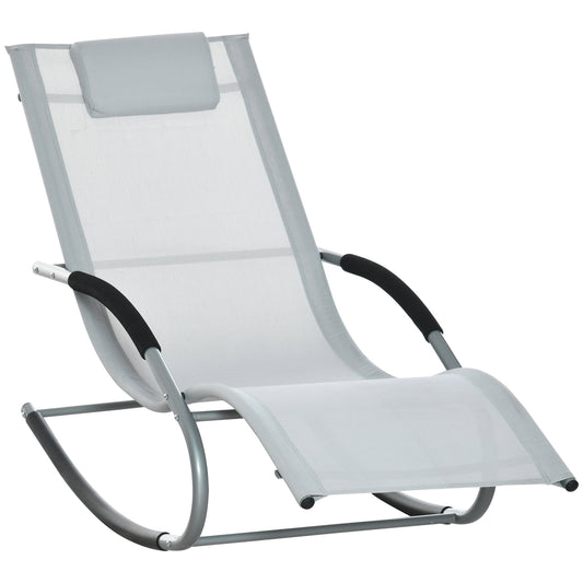 Outsunny Mecedora Para Jardín Con Reposacabezas 63x144x84 Cm Gris_0