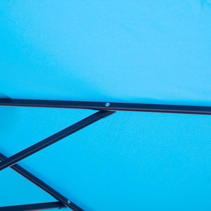 Outsunny Sombrilla Para Jardín Ø260x235 Cm Parasol Reclinable Con Manivela Azul_3