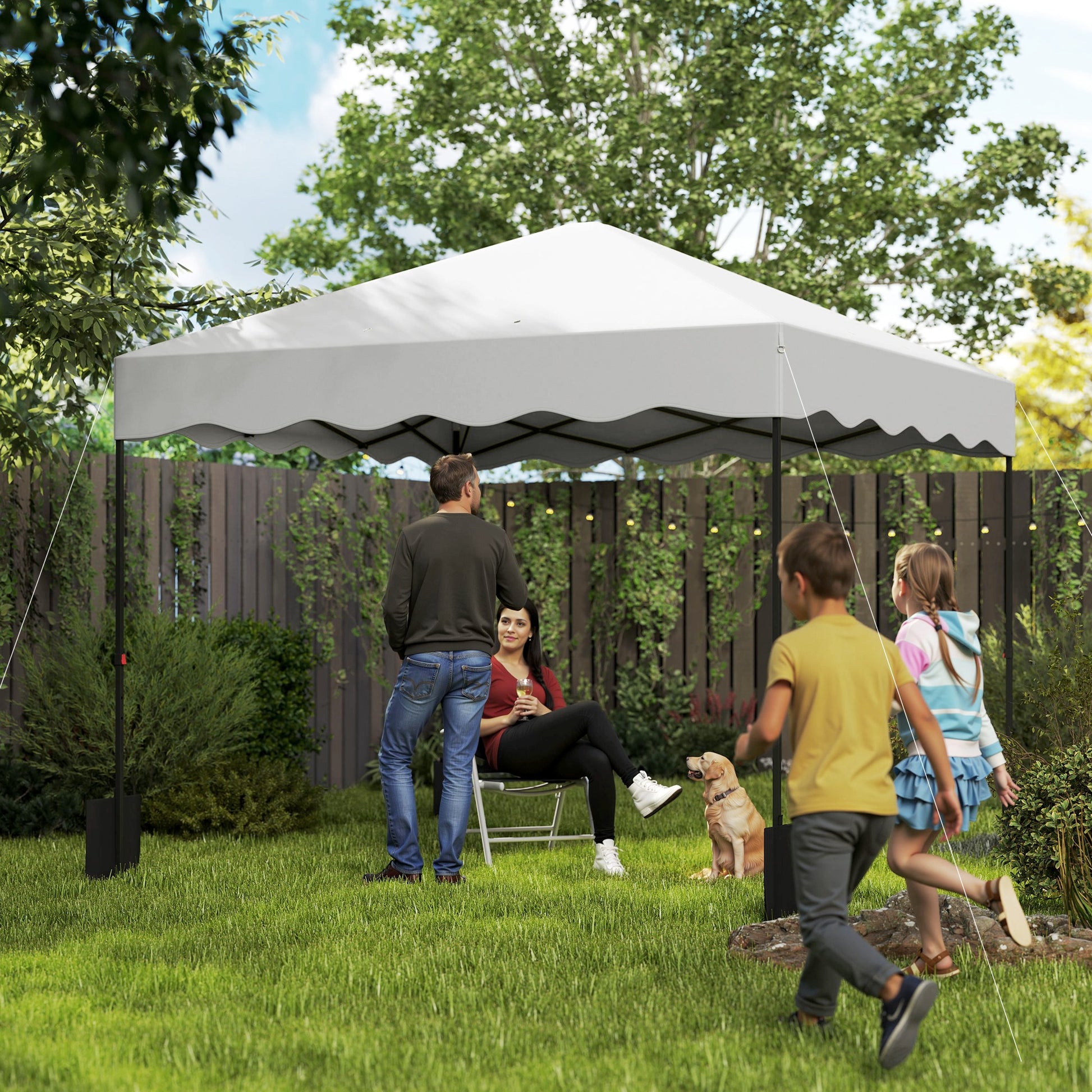 Outsunny Carpa Plegable Pop-up Gazebo 3x3 M Con Protección Uv 50+ Blanco_1
