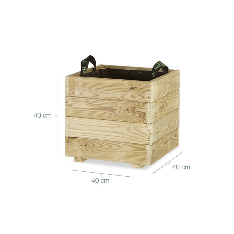 Jardinera Cuadrada De Madera Tratada 40x40x40 Cm Pun Hortalia_5
