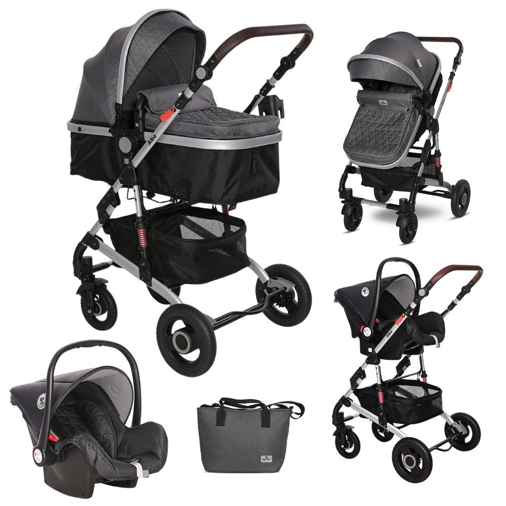 Carrito De Bebé Trío Convertible Alba Premium Steel Grey/black_0