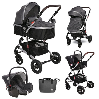 Carrito De Bebé Trío Convertible Alba Premium Steel Grey/black_0