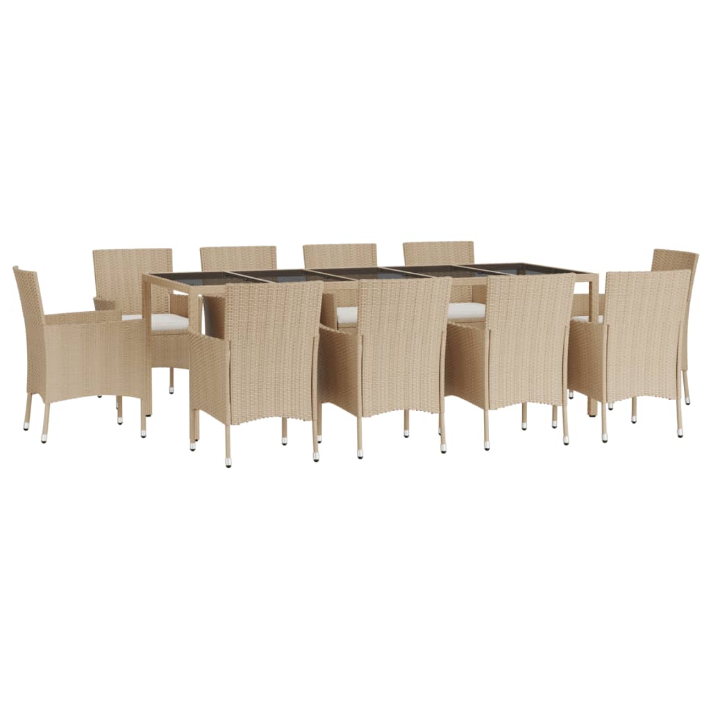 Vidaxl Set Comedor De Jardín 11 Pzas Con Cojines Ratán Sintético Beige_0
