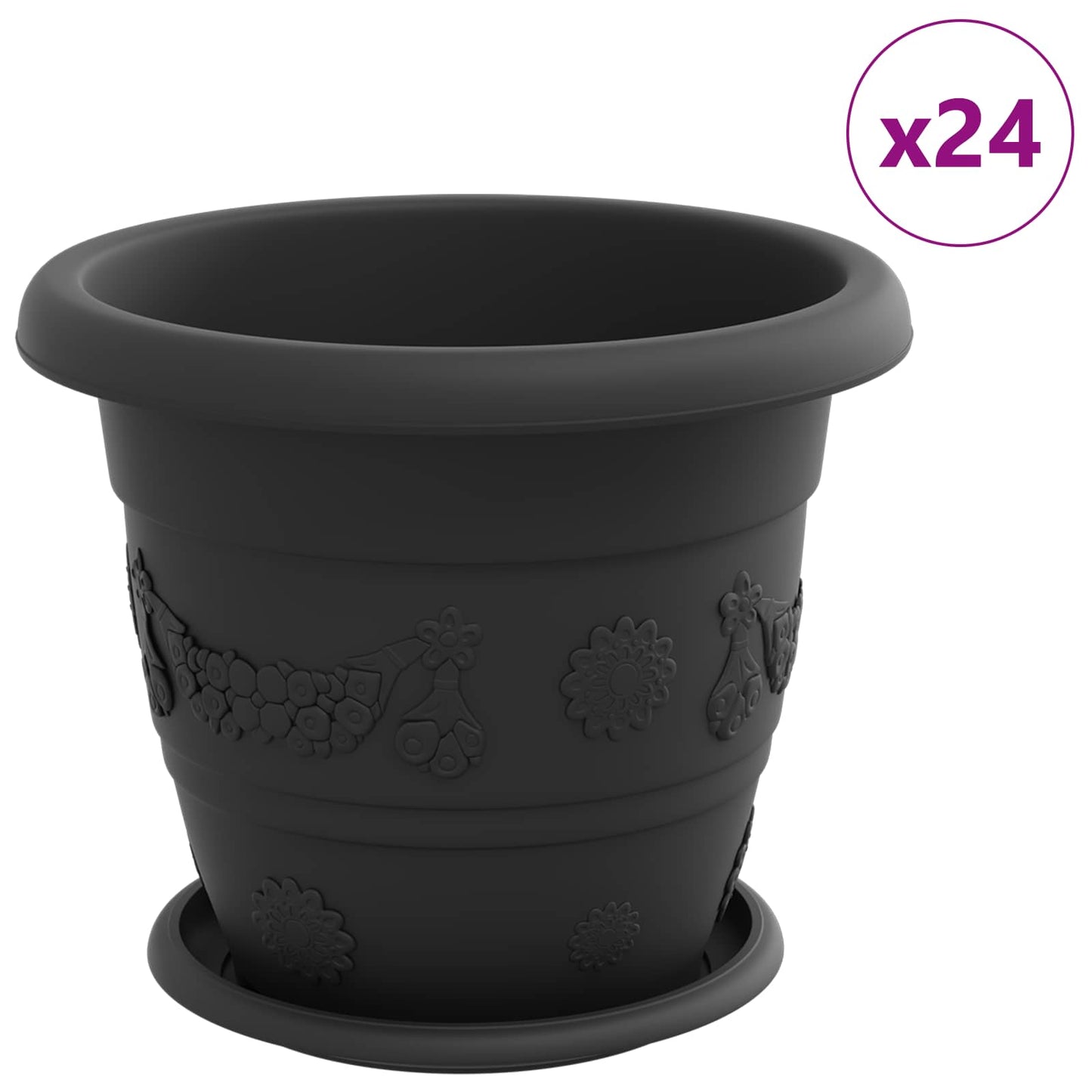 Macetas 24 Pcs Negro Ø 26 X 21.5 Cm Plástico_0