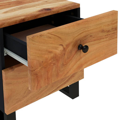 Mesita De Noche De Madera Maciza De Acacia 40x33x46 Cm_4