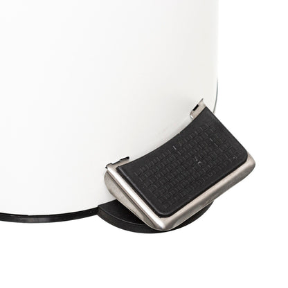 Cubo Pedal 3 L Con Tapa Bambú Moderno Blanco