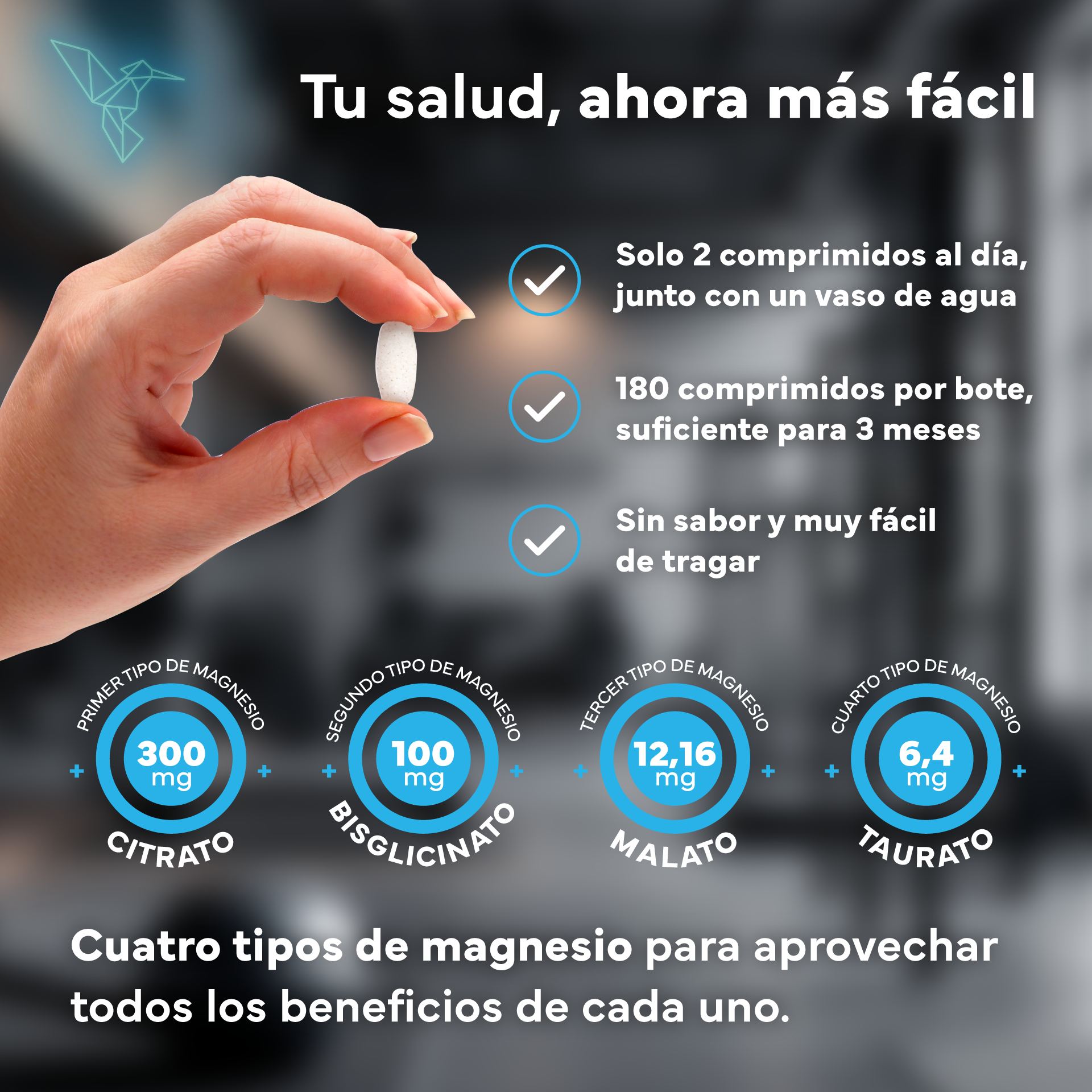 Magnesio (bisglicinato, Citrato, Taurato Y Malato). Sevens Nutrition. Energía, Rendimiento Y Descanso