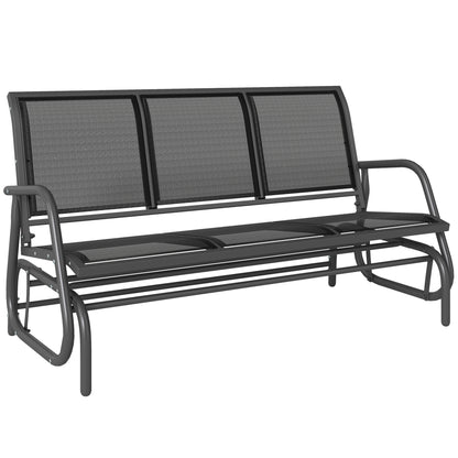 Outsunny Banco De Jardín Exterior De 3 Plazas Con Reposabrazos 147x70x85cm Negro_0