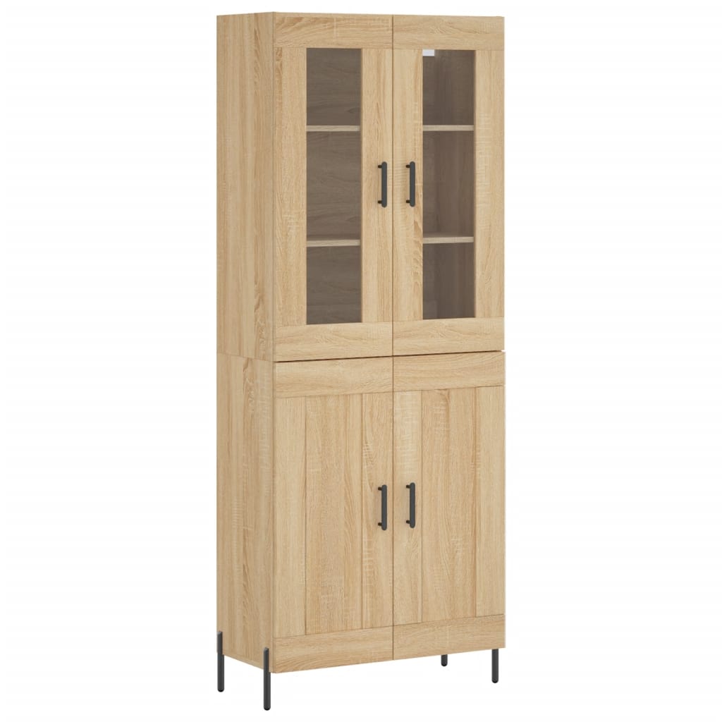 Aparador Alto Madera Contrachapada Color Roble 69,5x34x180 Cm_1