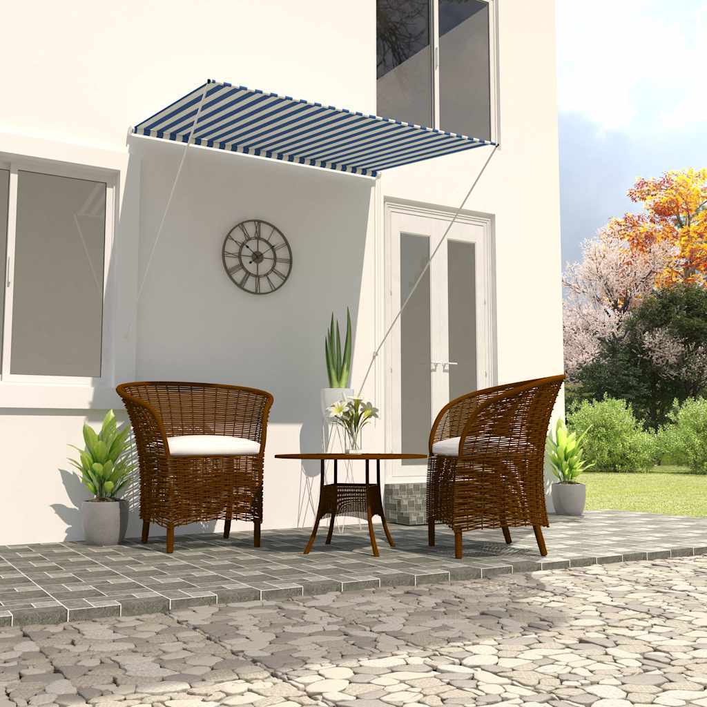 Toldo Retráctil 150x150 Cm Azul Y Blanco_1