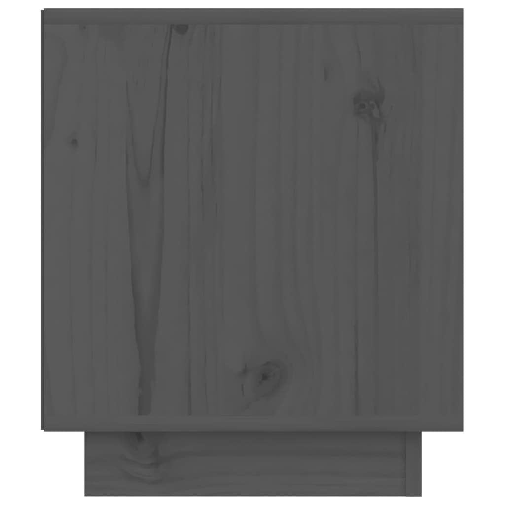Mesita De Noche De Madera Maciza De Pino Gris 40x34x40 Cm_4