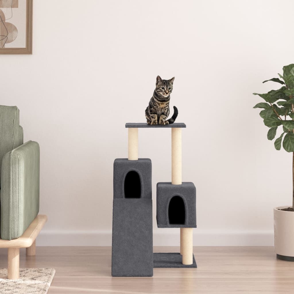 Vidaxl Rascador Para Gatos Con Postes De Sisal Gris Oscuro 82 Cm_1
