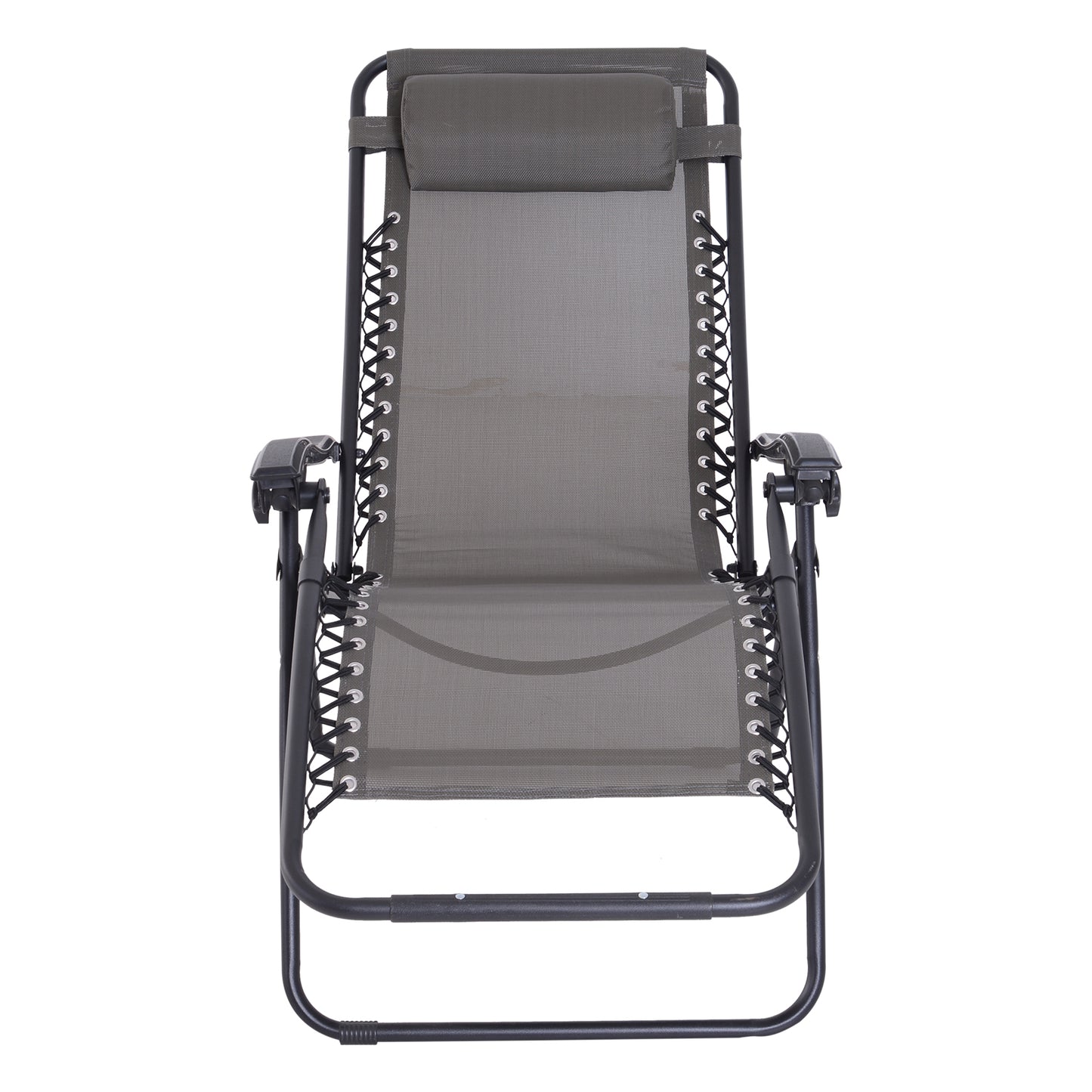 Outsunny Tumbona Plegable De Jardín Respaldo Ajustable Marco De Acero Gris_4