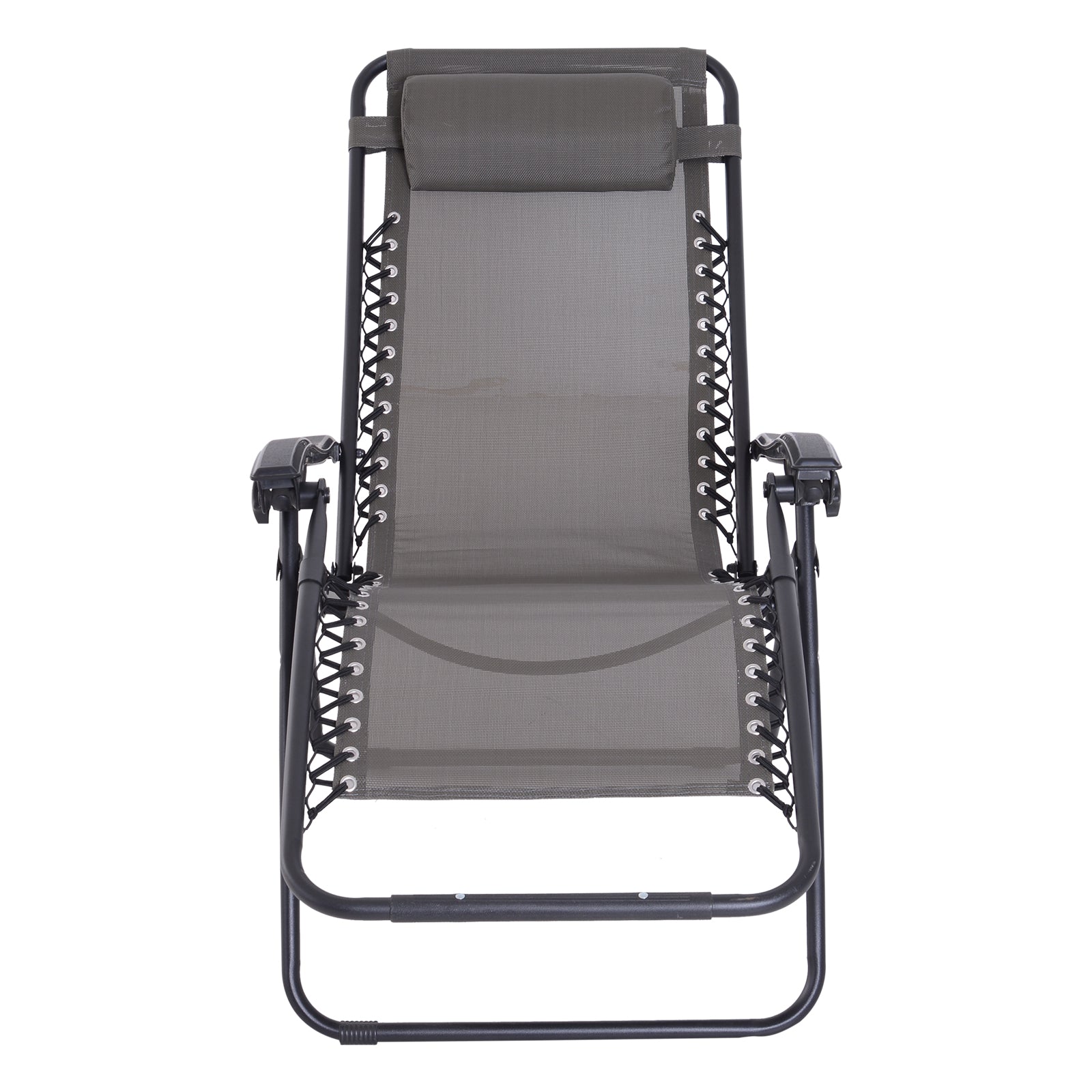 Outsunny Tumbona Plegable De Jardín Respaldo Ajustable Marco De Acero Gris_4
