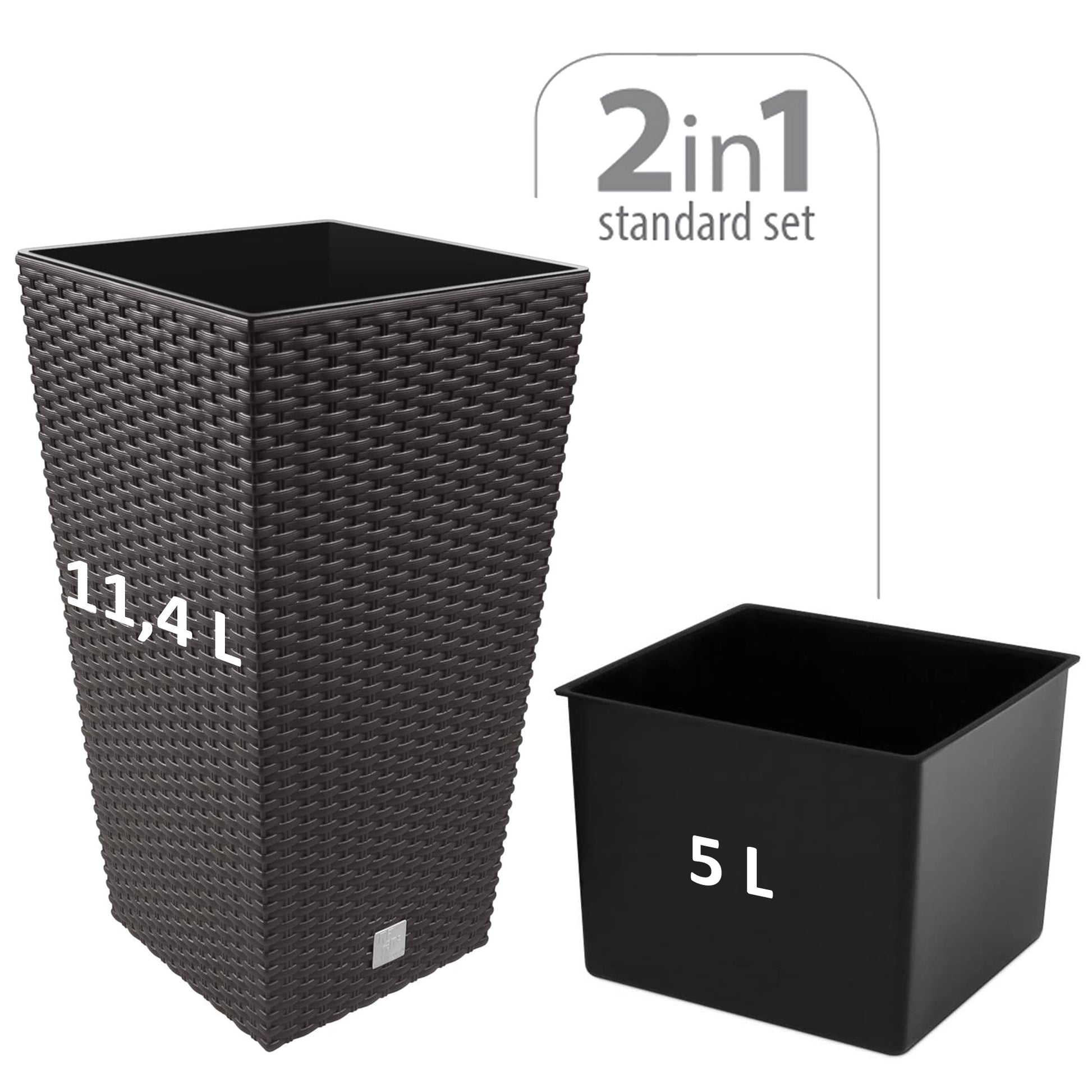 Maceta Rato De 11,4 Litros Con Inserto 20 X 20 X 37,6 Cm En Color Ocre Oscuro_1