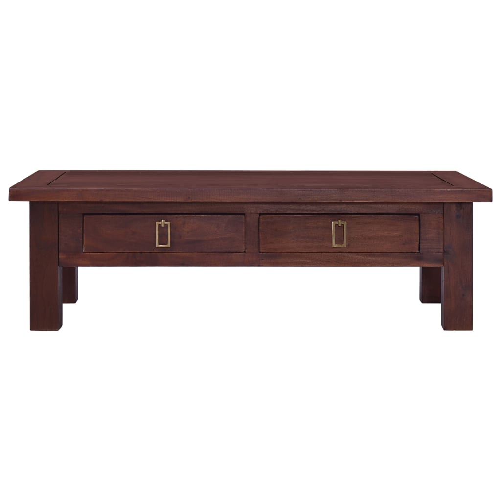 Mesa De Centro Clásica Madera Maciza Caoba Marrón 100x50x30 Cm_0