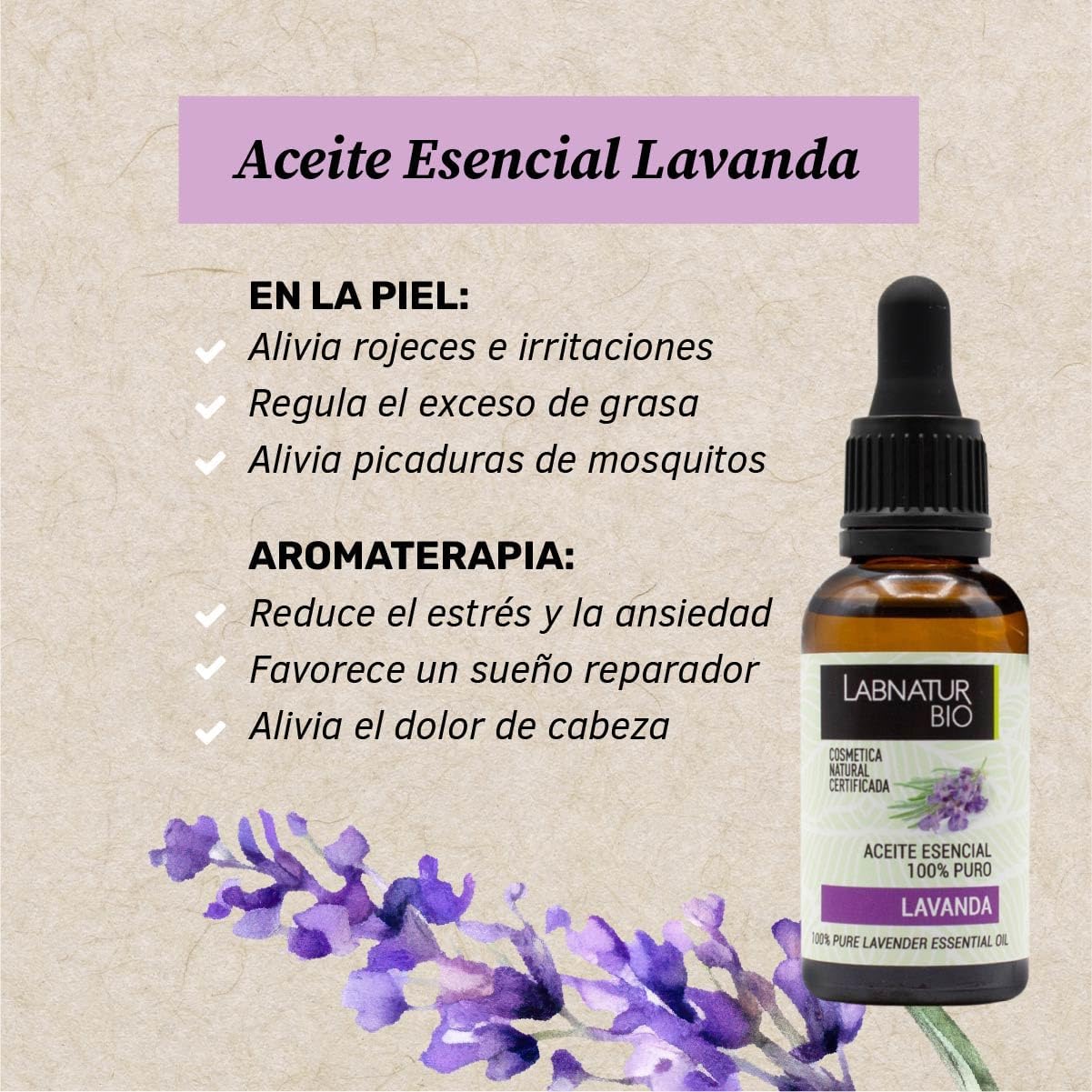 Aceite de Lavanda 100% Puro | Calmante y Relajante Natural | Equilibrante Piel y Cabello | Aromaterapia y Cuidado Facial_1