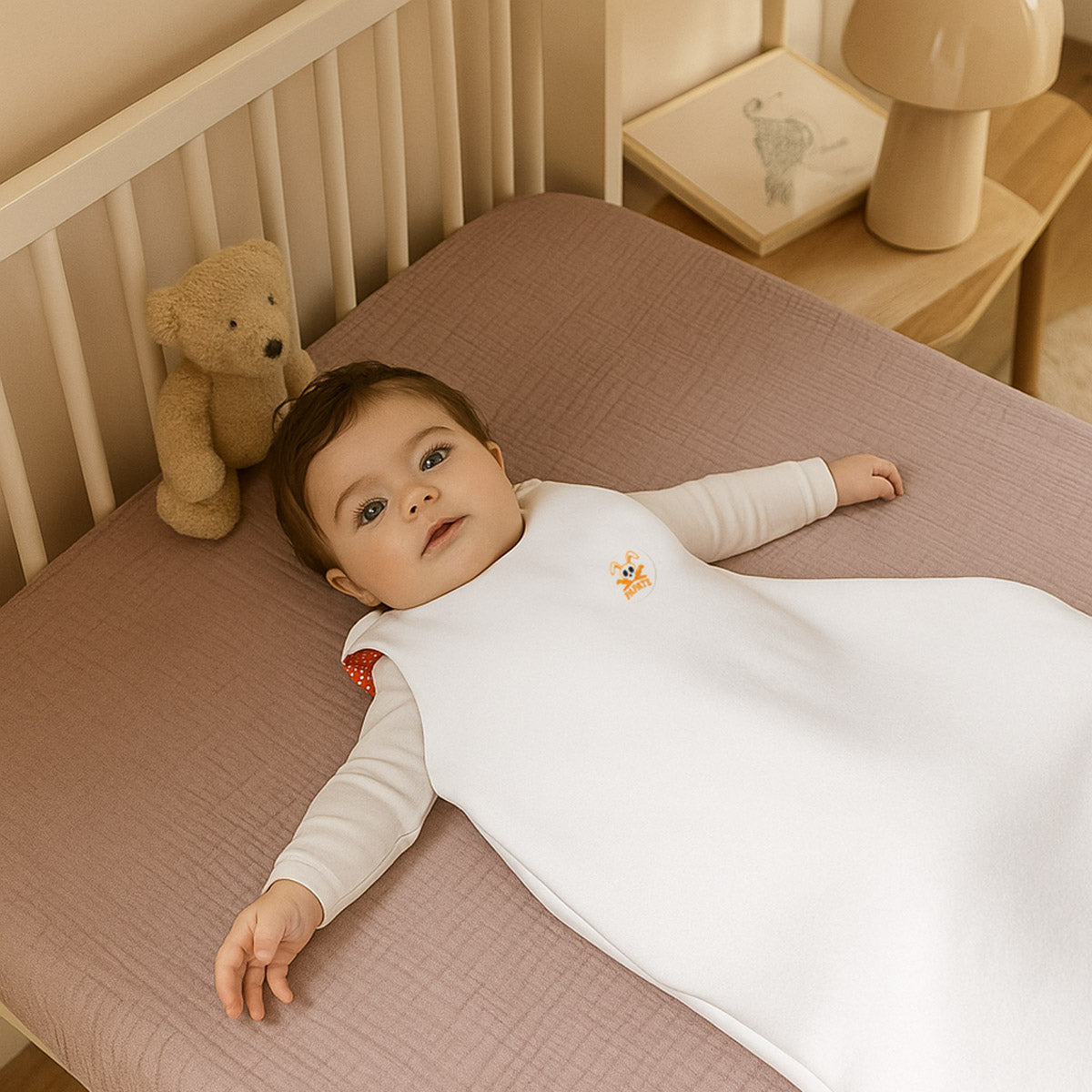Saco De Dormir Entretiempo De Algodón Orgánico Saxe Blanco_4