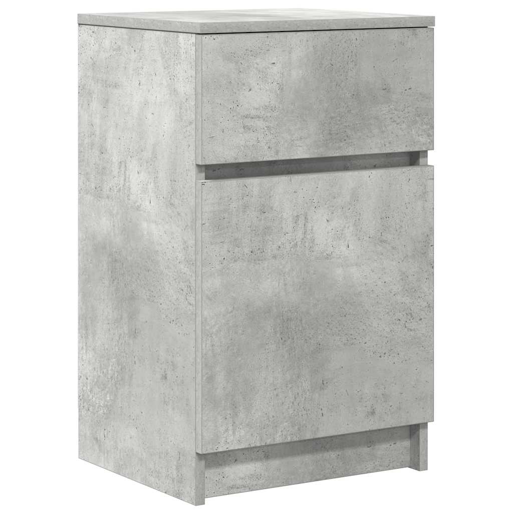 Mesilla De Noche Gris Hormigón 39x35x65 Cm Madera De Ingeniería_0