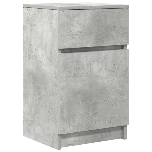 Mesilla De Noche Gris Hormigón 39x35x65 Cm Madera De Ingeniería_0