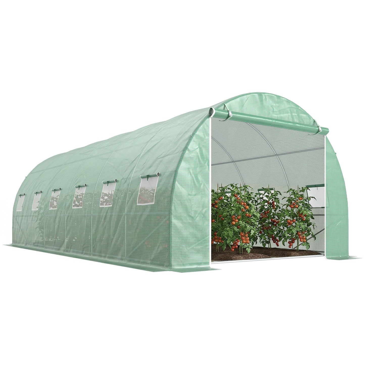 Outsunny Invernadero De Jardín 6x3x2 M Con 12 Ventanas Puerta Verde_0