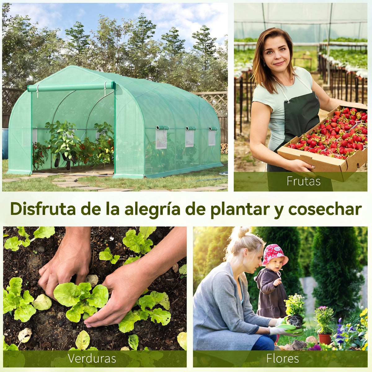 Invernadero Outsunny Verde 450x300x205 Cm Acero_5
