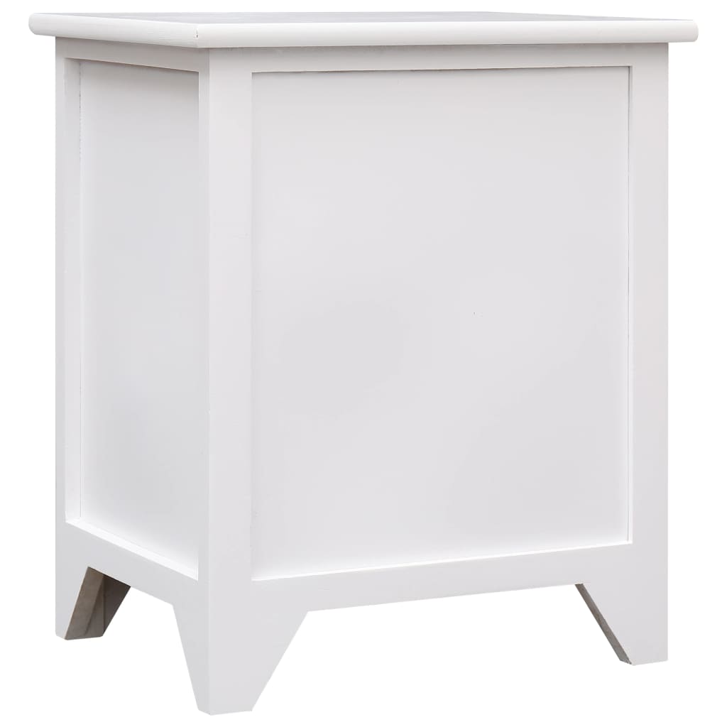 Mesita De Noche Madera De Paulownia Blanco 38x28x45 Cm_2