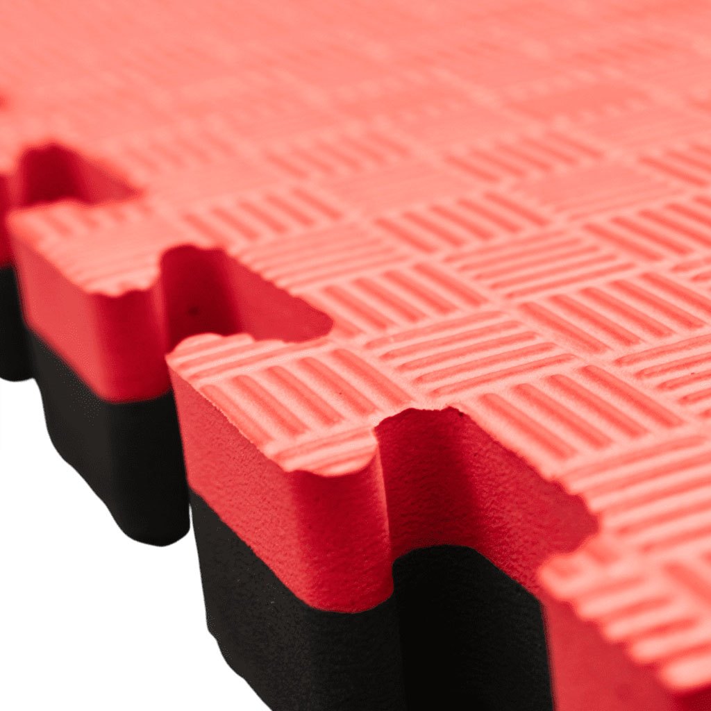 Tatami Puzzle 4cm 100x100cm – Superficie 5 Líneas Negro/rojo_1