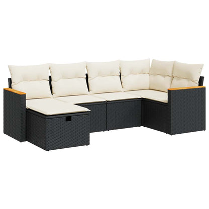 Set De Sofás De Jardín 6 Piezas Y Cojines Ratán Sintético Negro / Vetonek_4