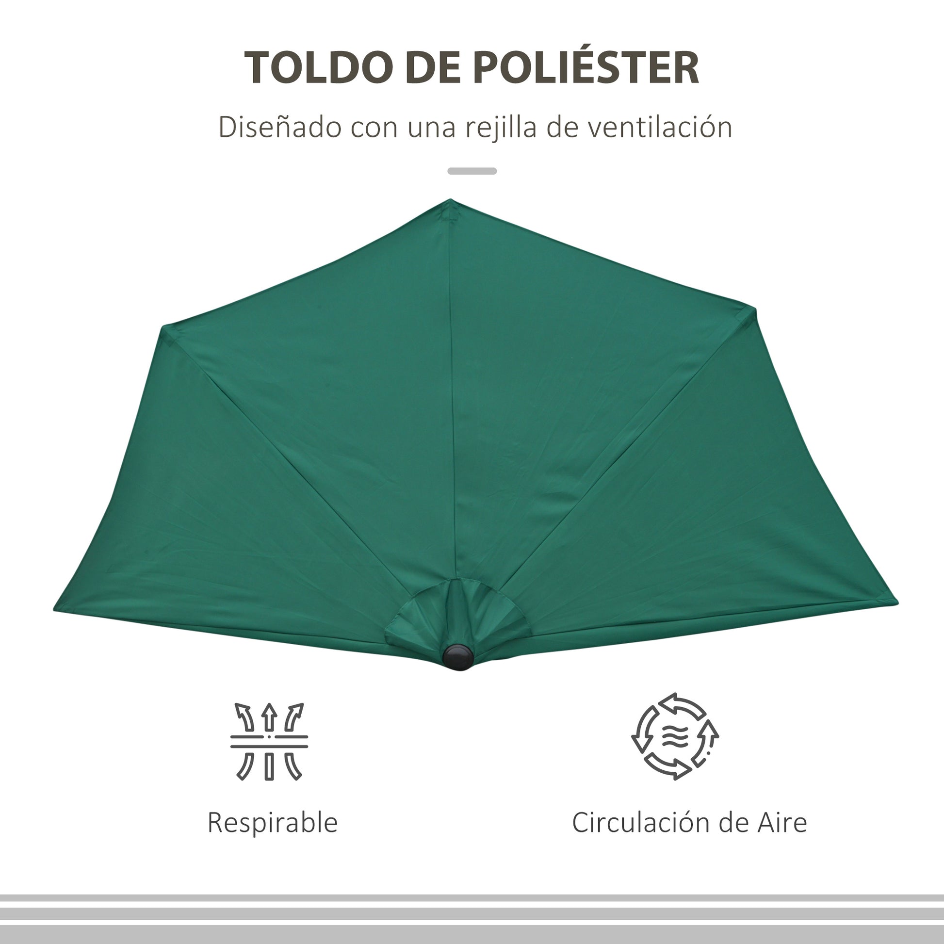 Outsunny Sombrilla Parasol Jardín Con Manivela Semicircular Exterior 269x138x236_3